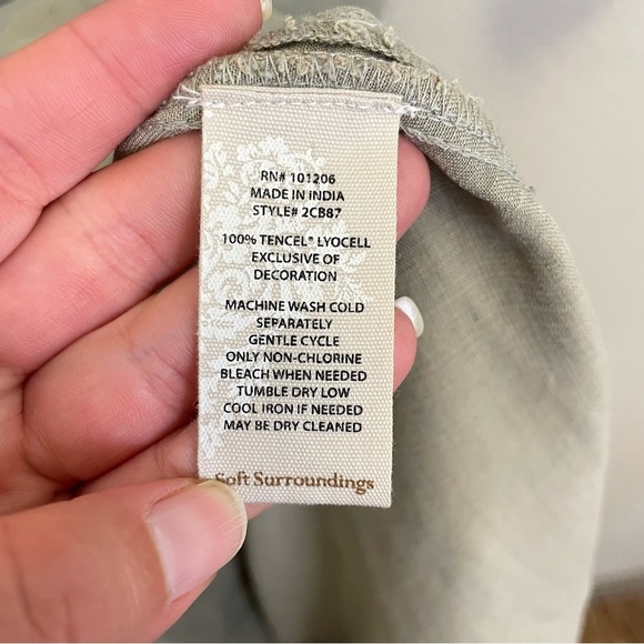 Soft Surroundings Chambray Roll Tab Sleeves Shirt Dress Green Size Large - Picture 5 of 8